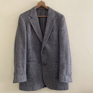 Vintage 80s Harris Tweed Nordstrom Gray Wool Blazer Sport Coat Mens Small